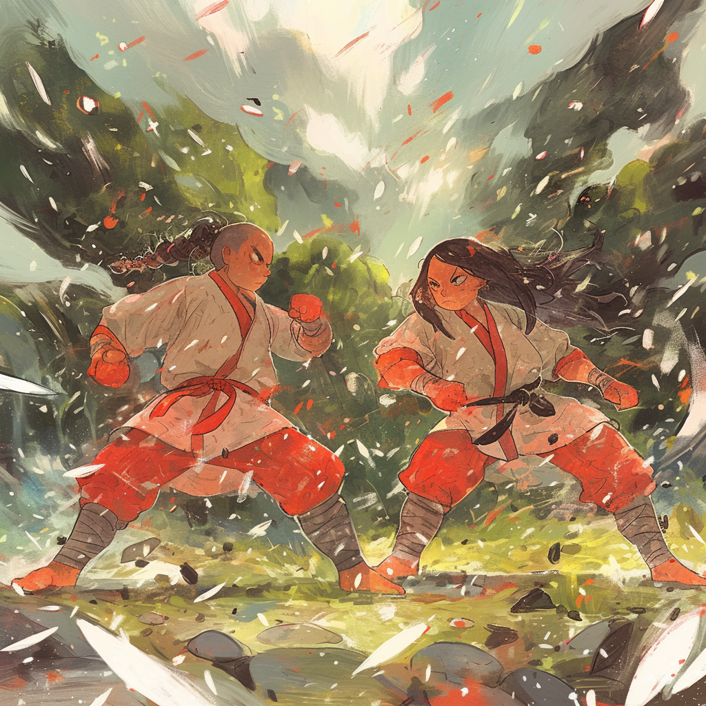 Monks Sparring in Raw Anime Style