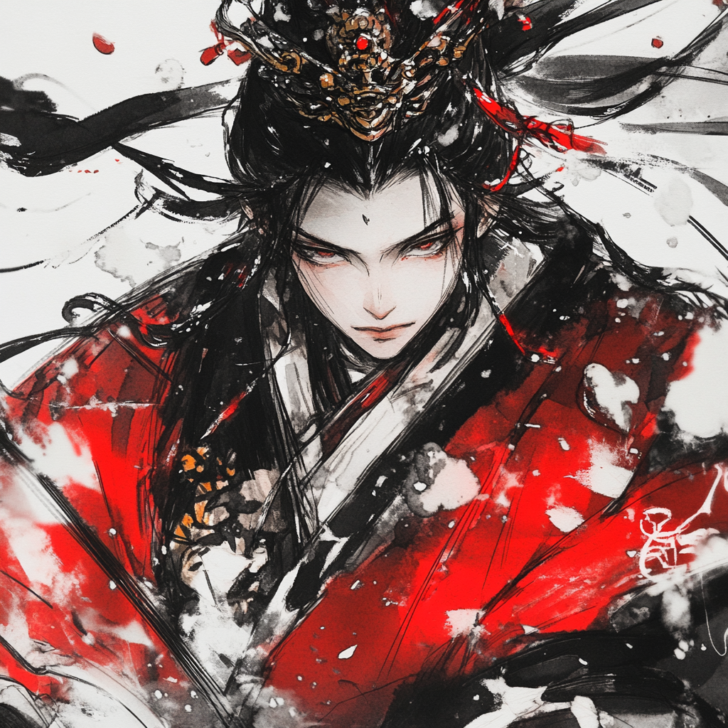 Red-Robed Prince Riding Through Snow