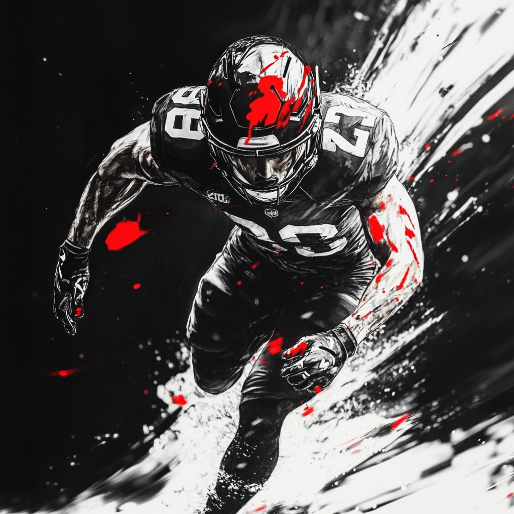 Football Player Leaping Over Water