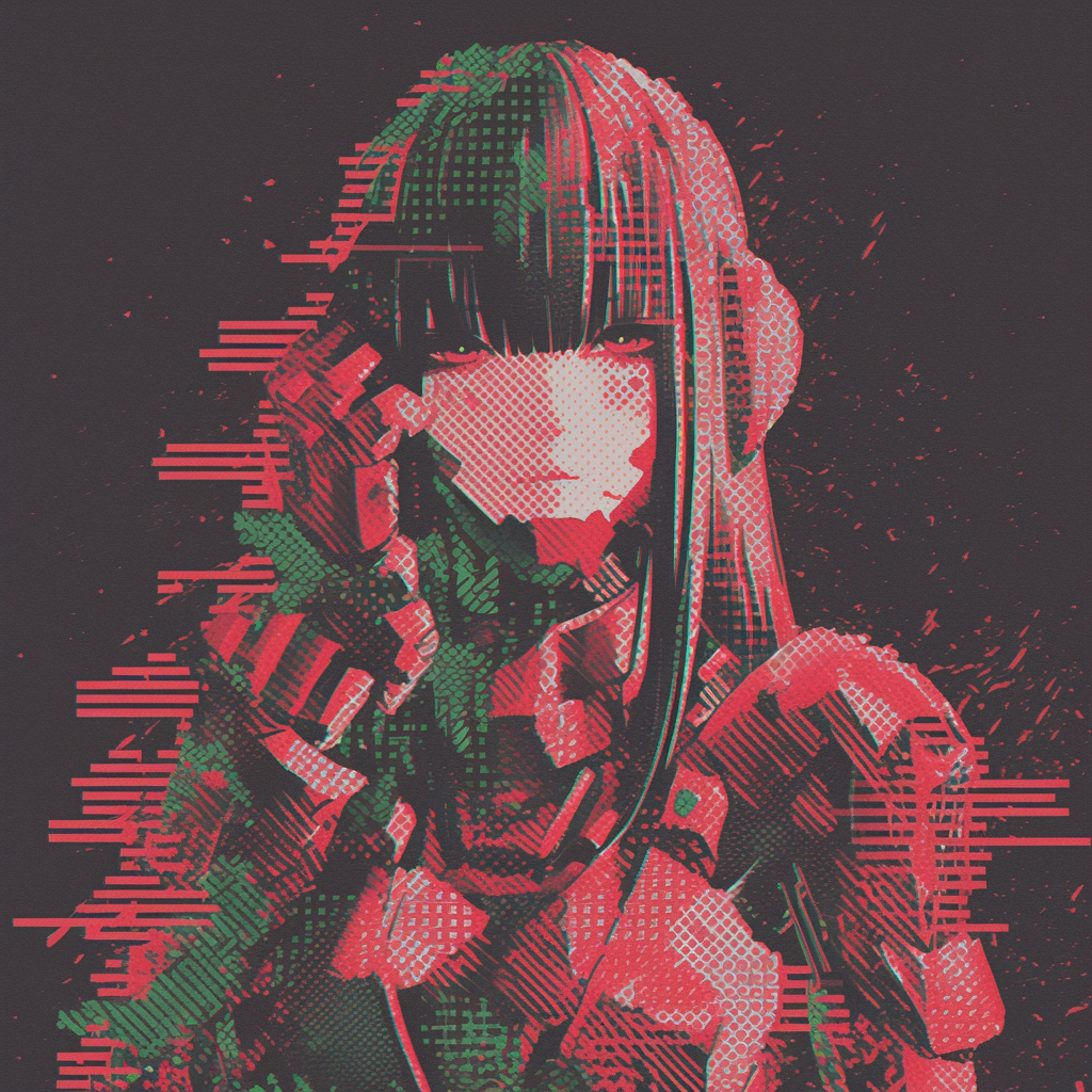 Red-Dressed Cyborg Woman in a 1990s Night City