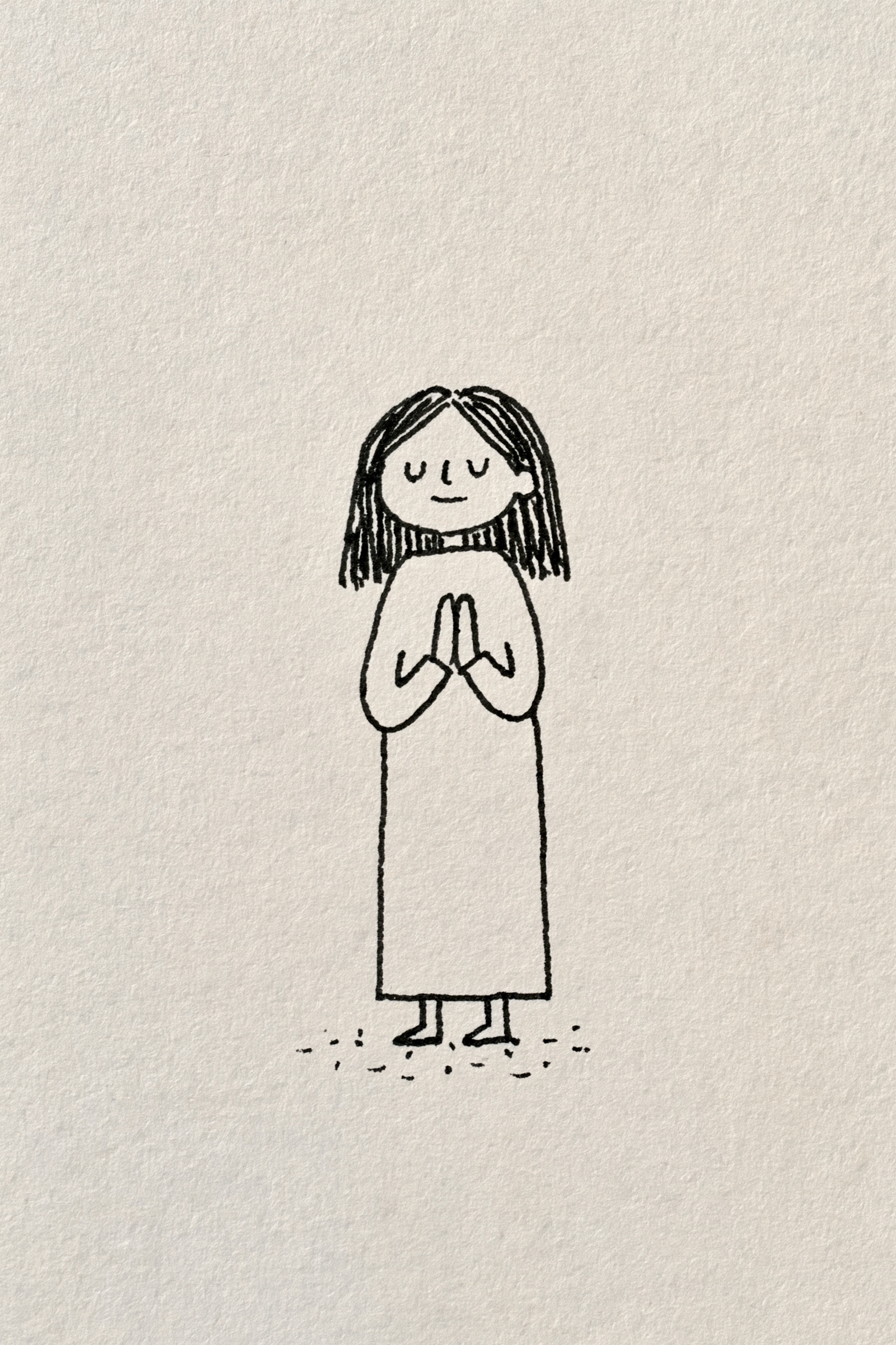 Praying Woman in Modern Architectural Ink Lines
