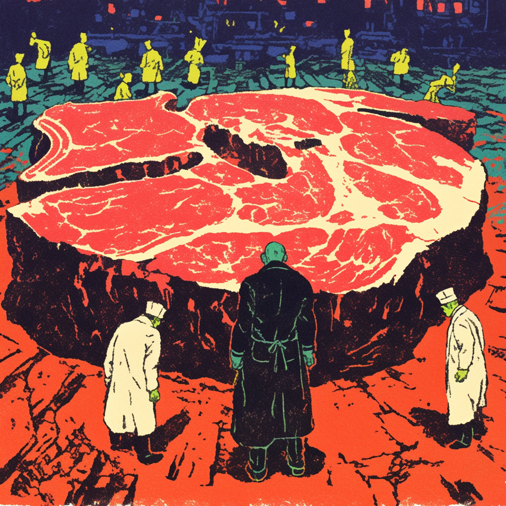 Tiny Doctors Inspecting Giant Beef