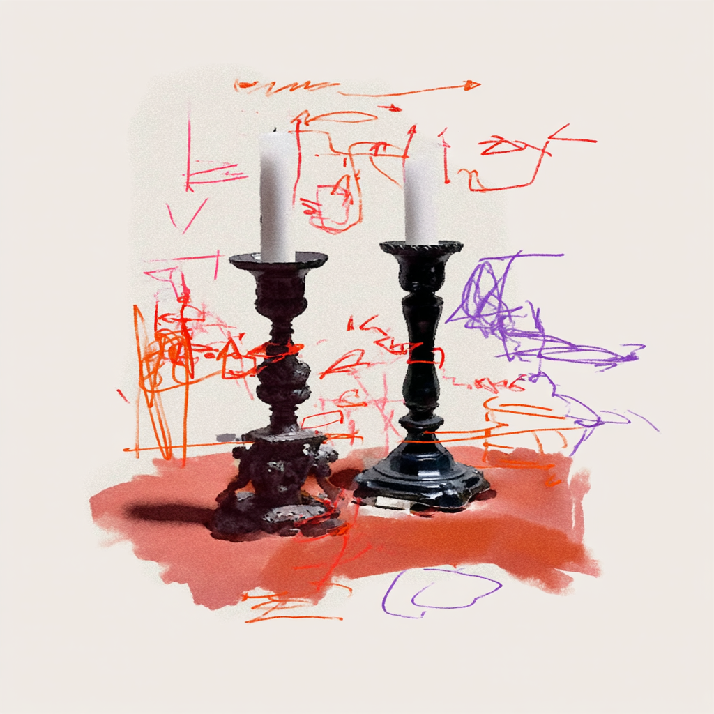 Luxurious Candlesticks with Sketch Annotations