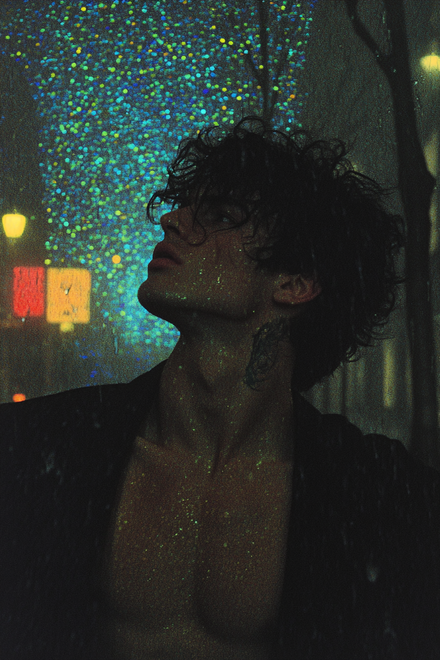 Rain-Soaked Night Portrait on 35mm Film