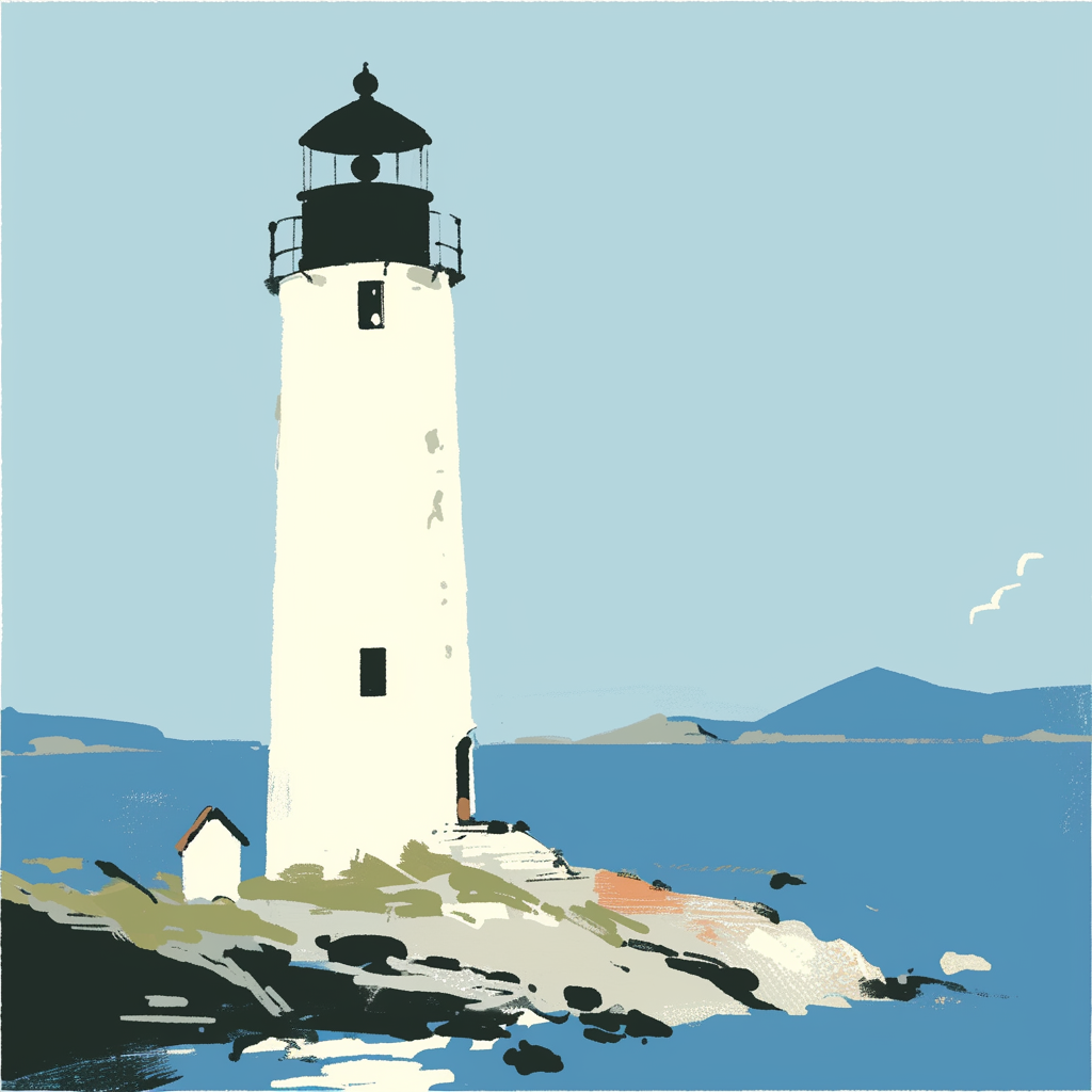 Anime Lighthouse by the Sea