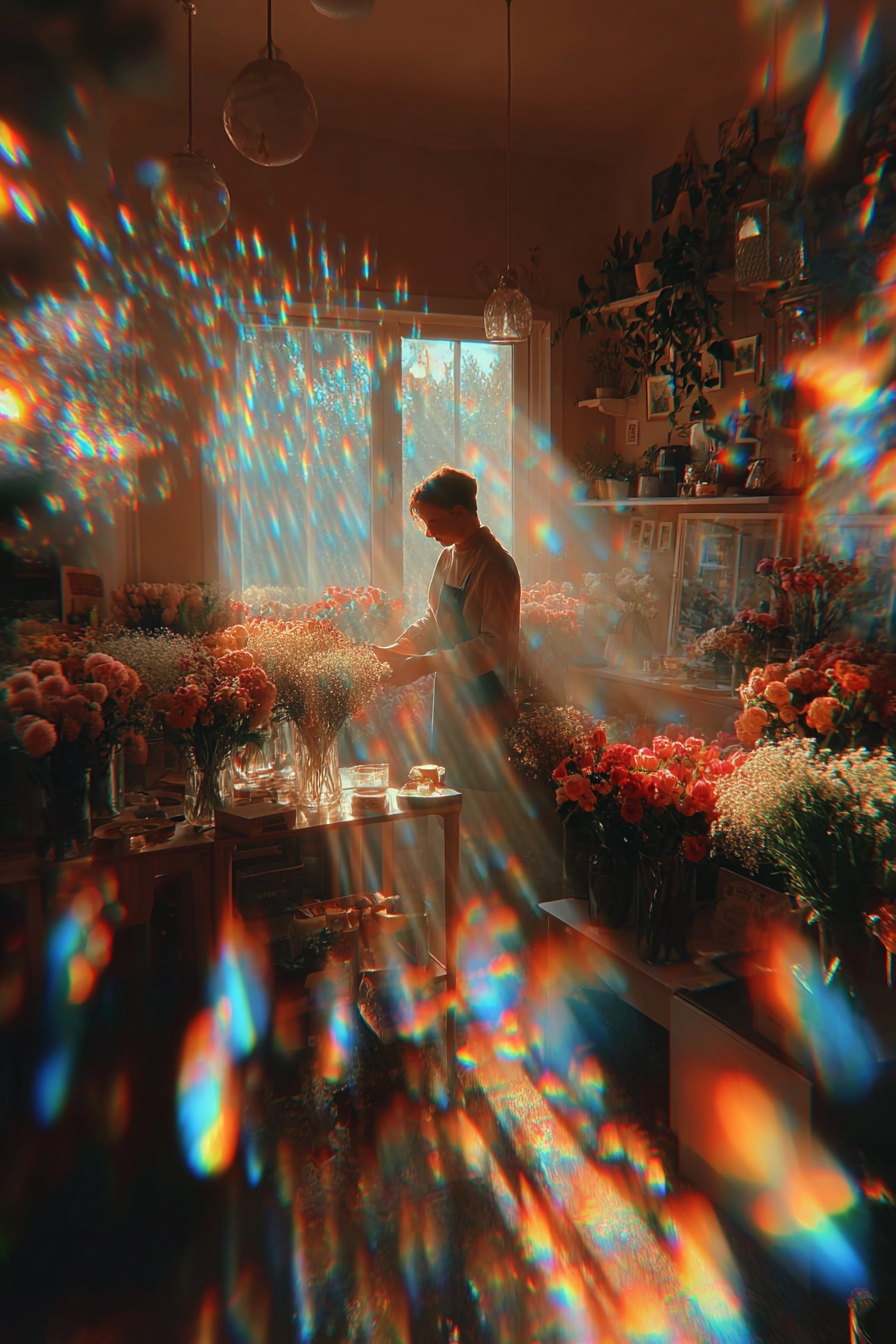 Rainbow Light in a Cozy Flower Shop