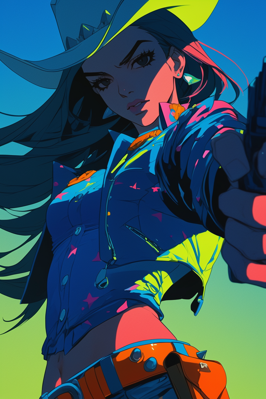 Cowgirl Fighting in a JoJo Pose