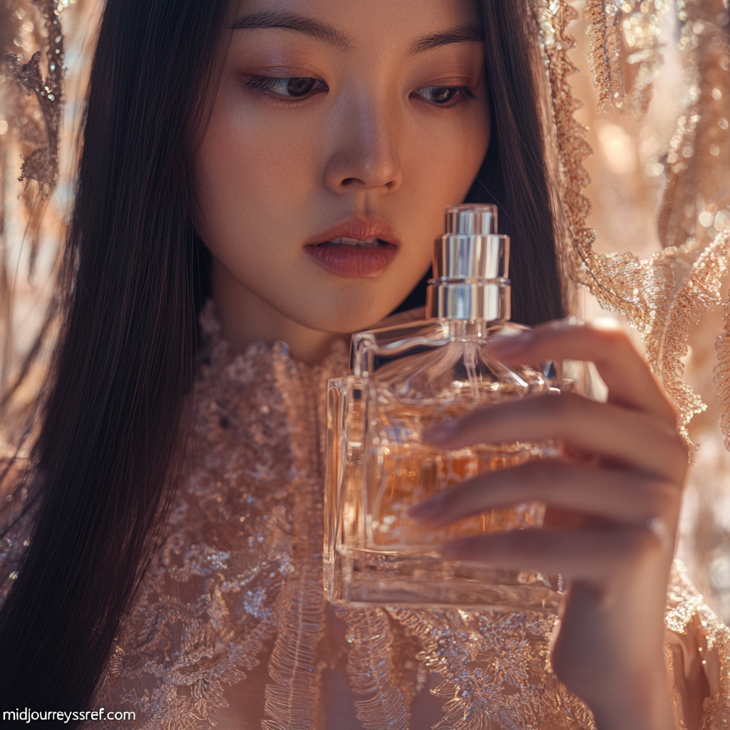 Korean Woman Holding a Perfume Bottle