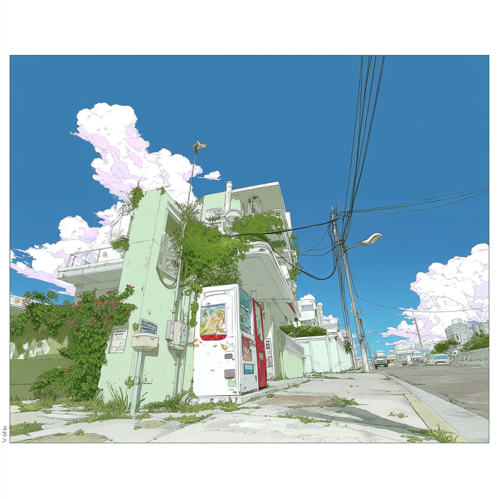Vine-Covered Vending Machines at Golden Hour
