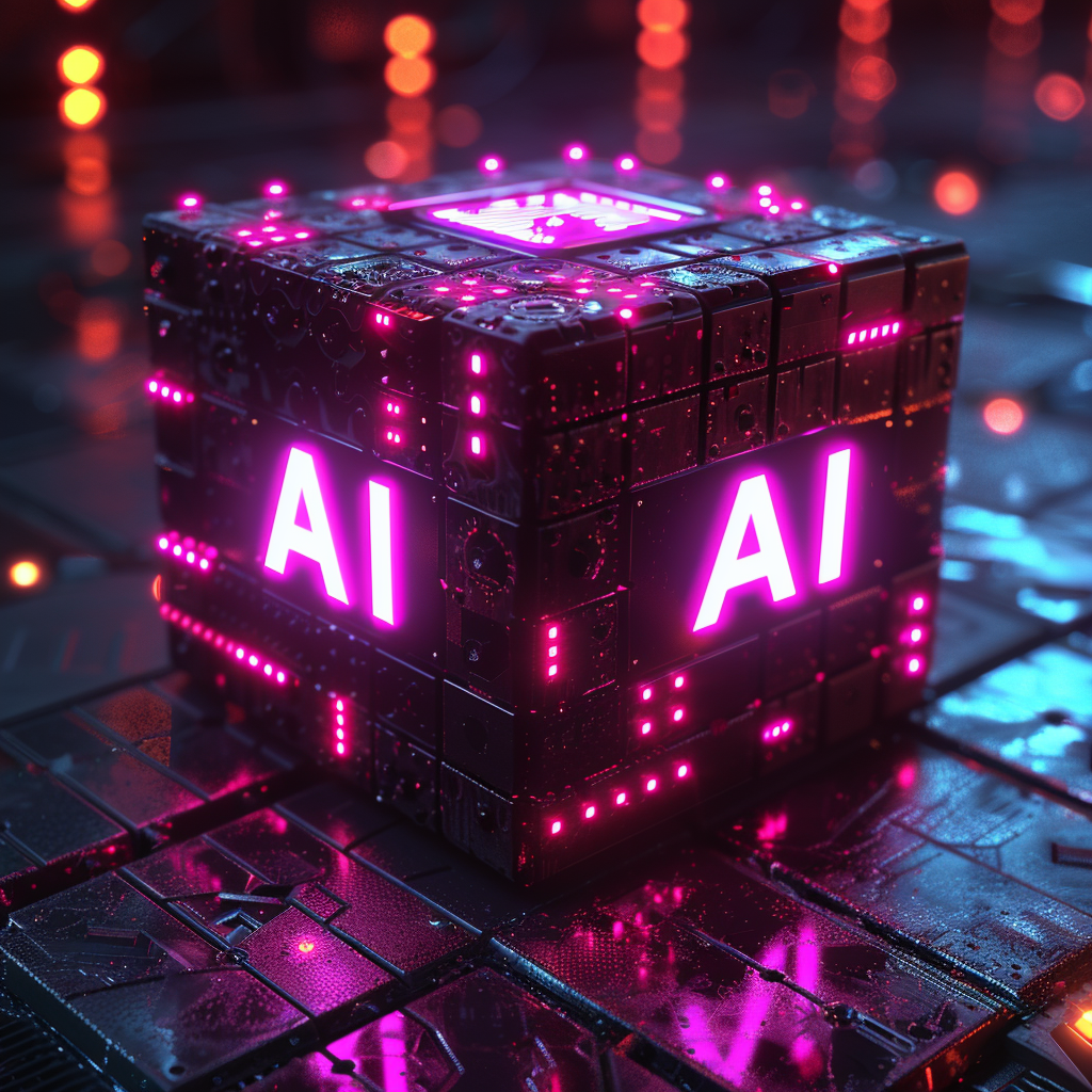 Glowing AI Chip inside a Cube