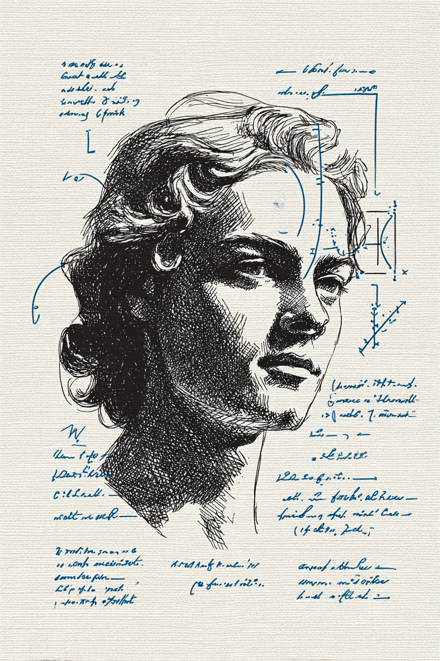 Renaissance Portrait with Geometric Annotations