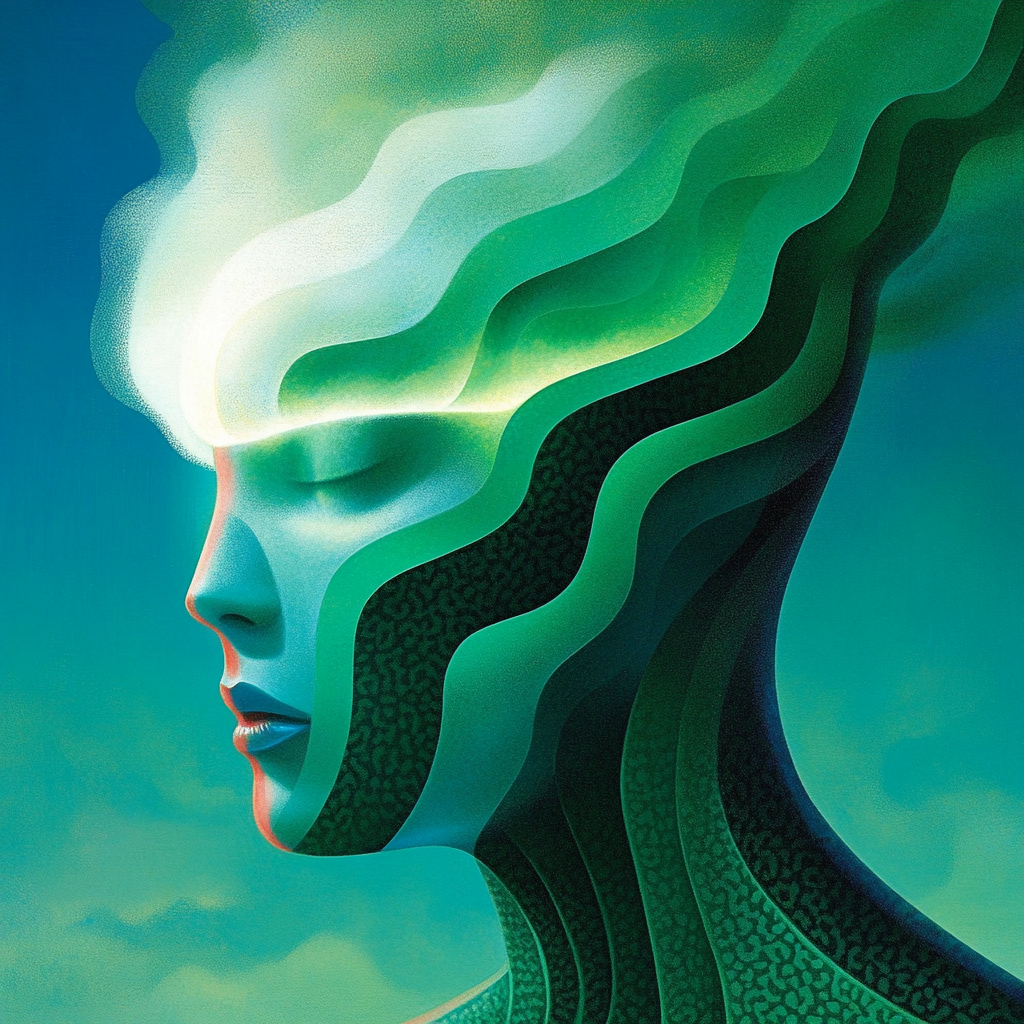 Gas-Masked Figure with Green Neon Smoke