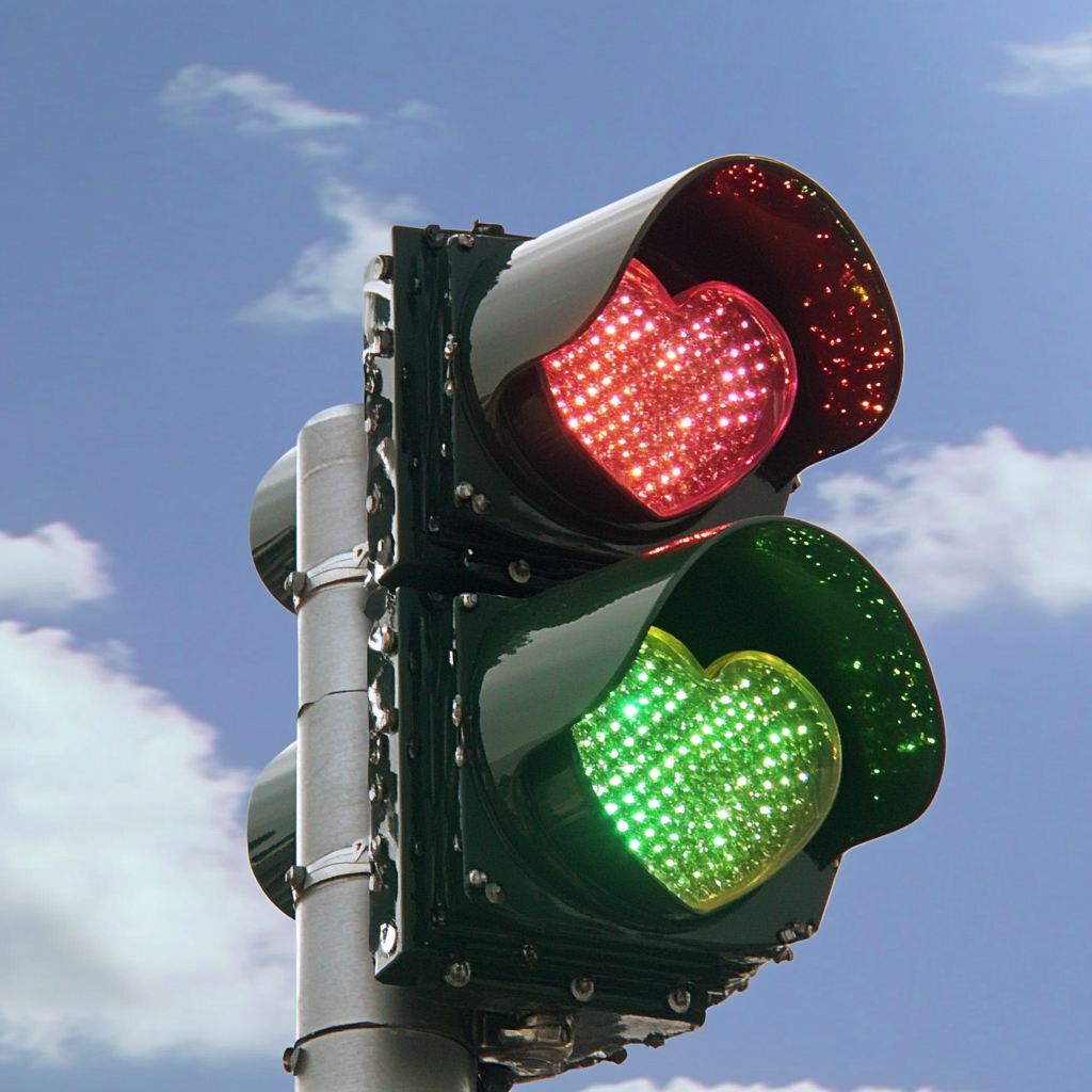 Dreamy Heart-Shaped Traffic Light