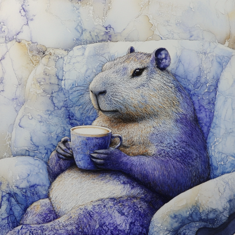 Capybara Enjoying Coffee