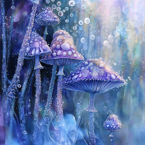 Hongos en un bosque encantado