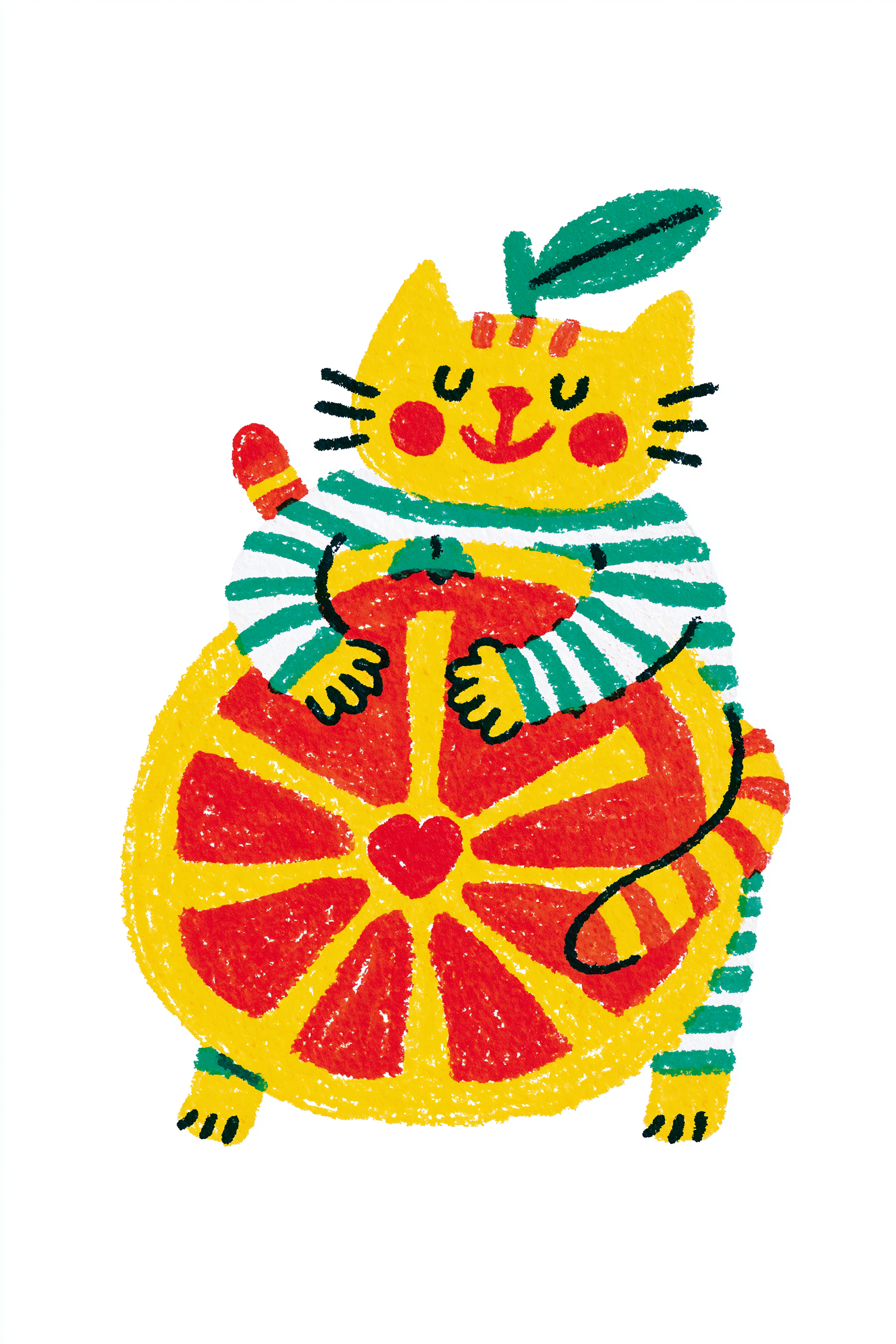 Orange Cat Hugging a Giant Tangerine