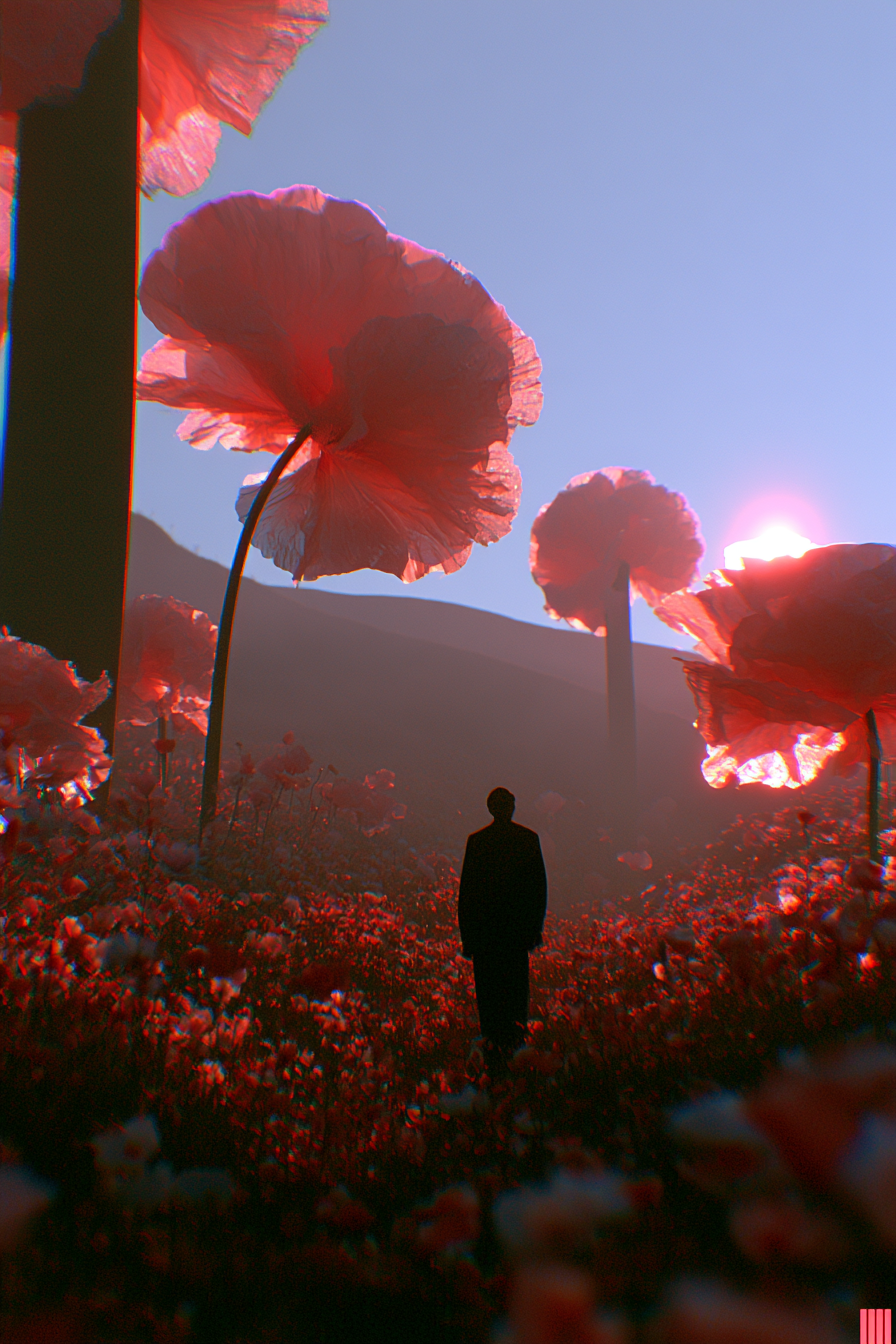 Valley of Giant Poppies at Sunrise