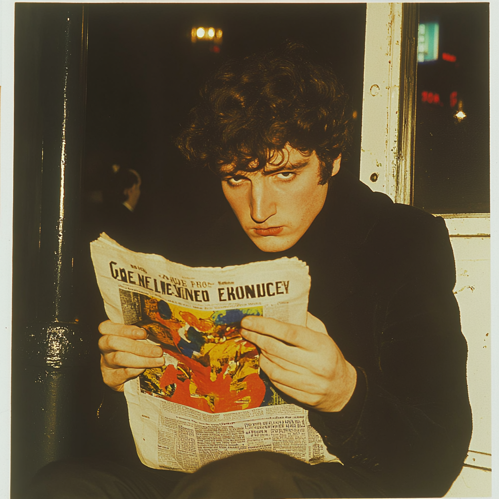John Lennon Reading in a Public Restroom