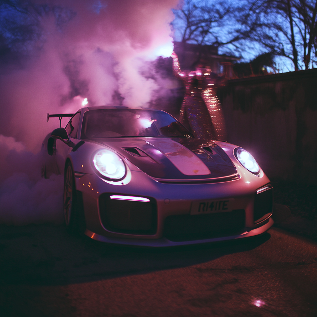 Porsche GT3 RS Drifting Through Colorful Smoke