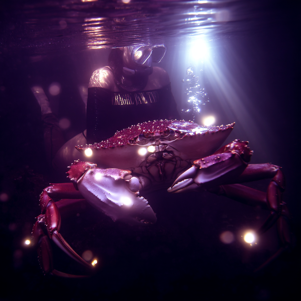 Giant Mushroom-Clawed Crab in the Deep Sea
