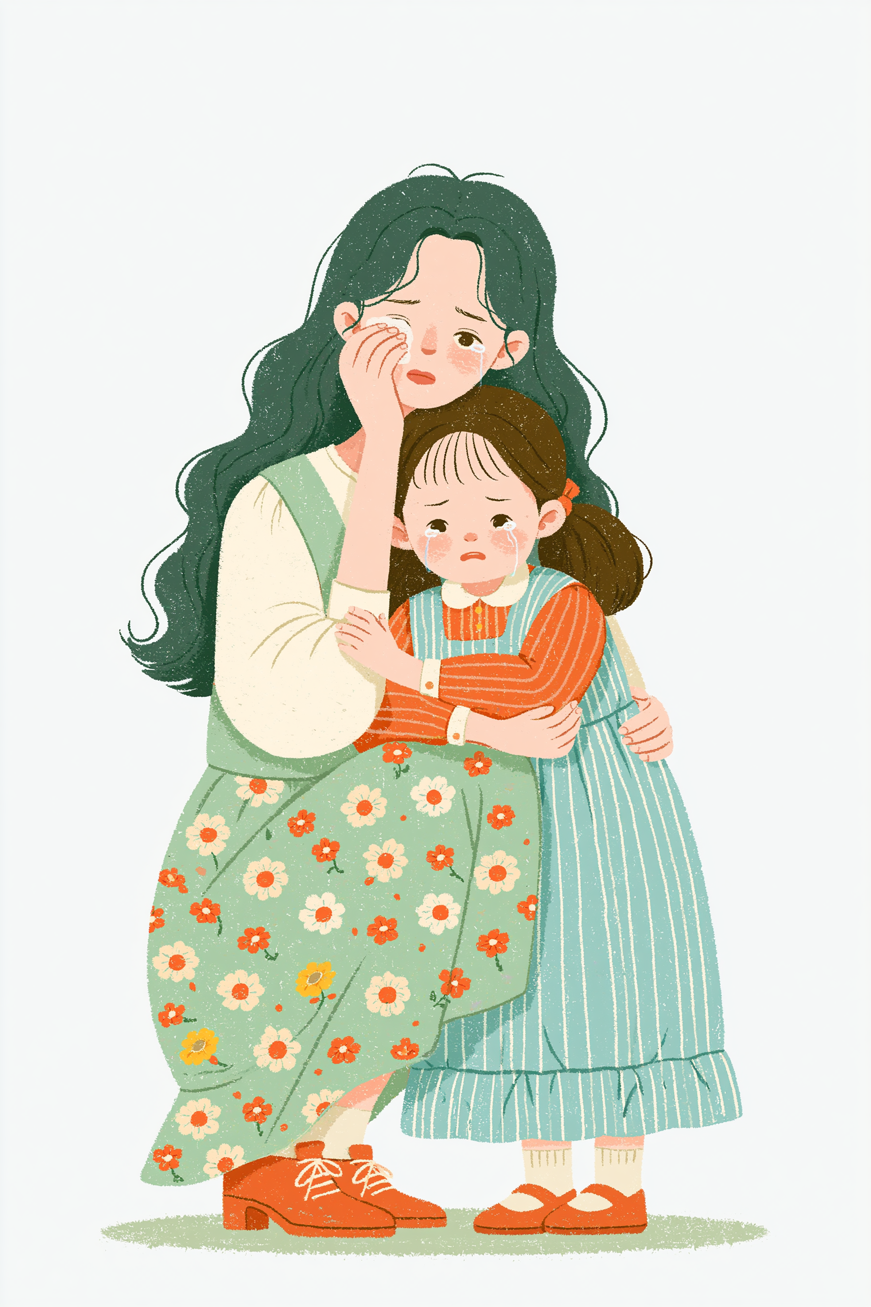 Korean Mother and Daughter in Muted Wide Frame