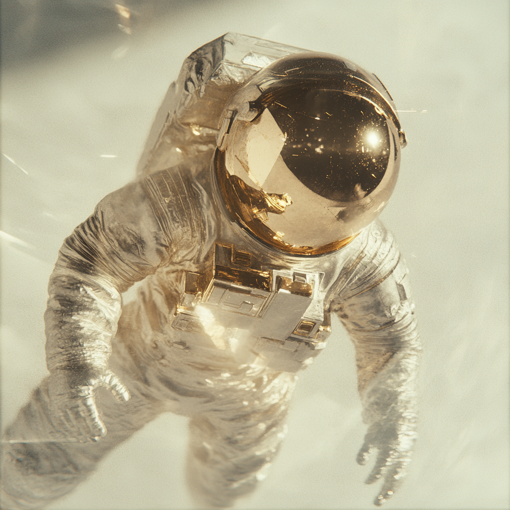 Minimalistischer goldener Astronaut