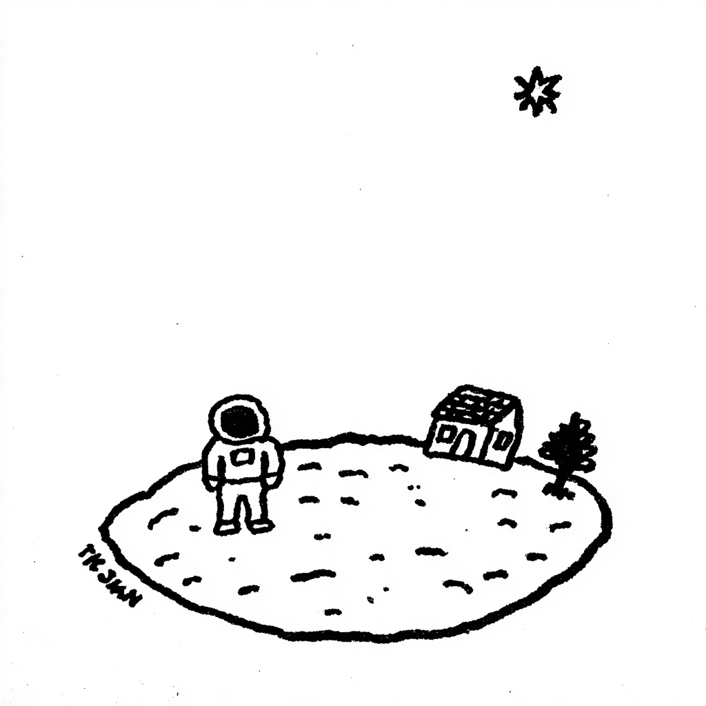 Doodle Astronaut Reaching for a Star