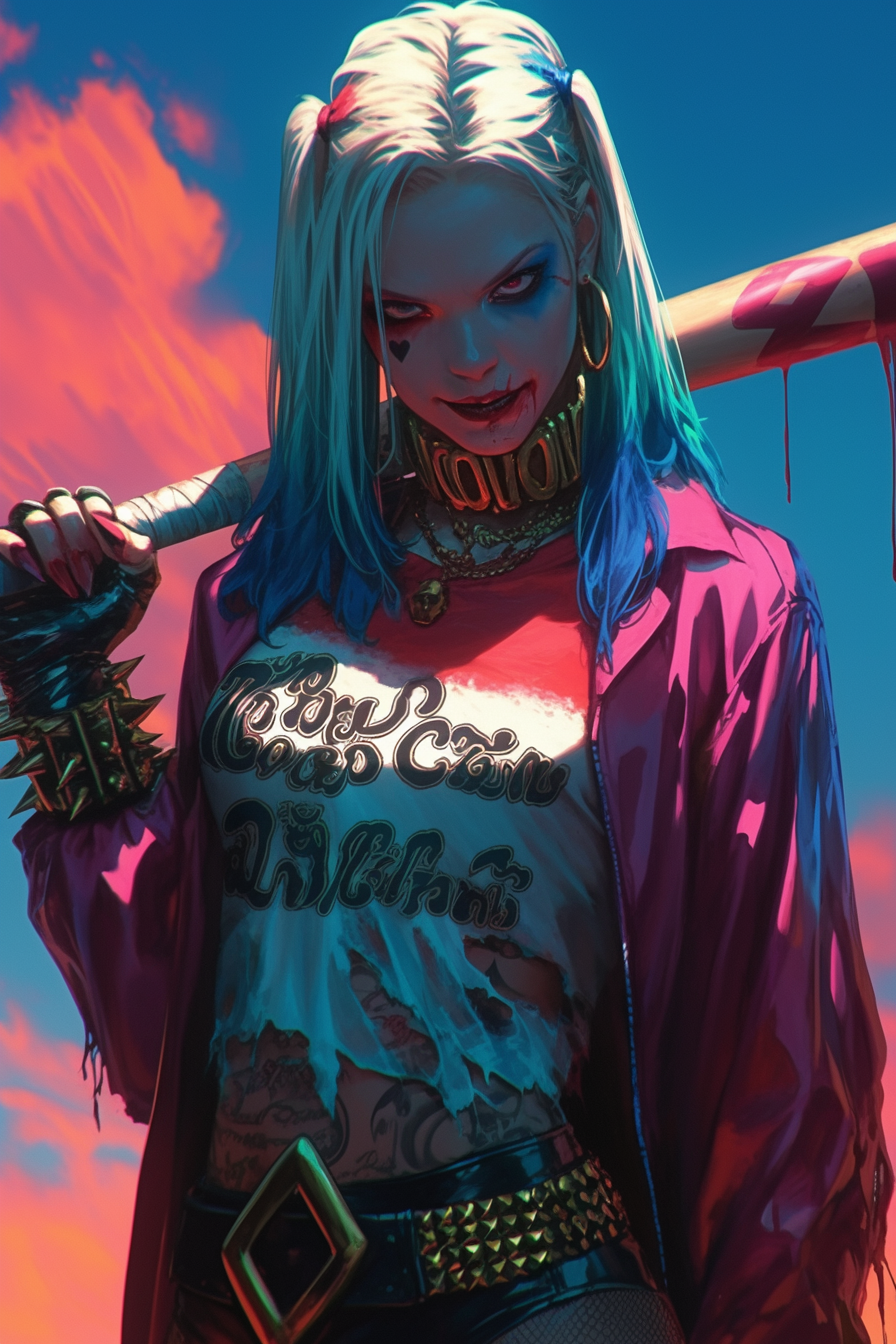 Stark stilisierte Anime-Harley-Quinn