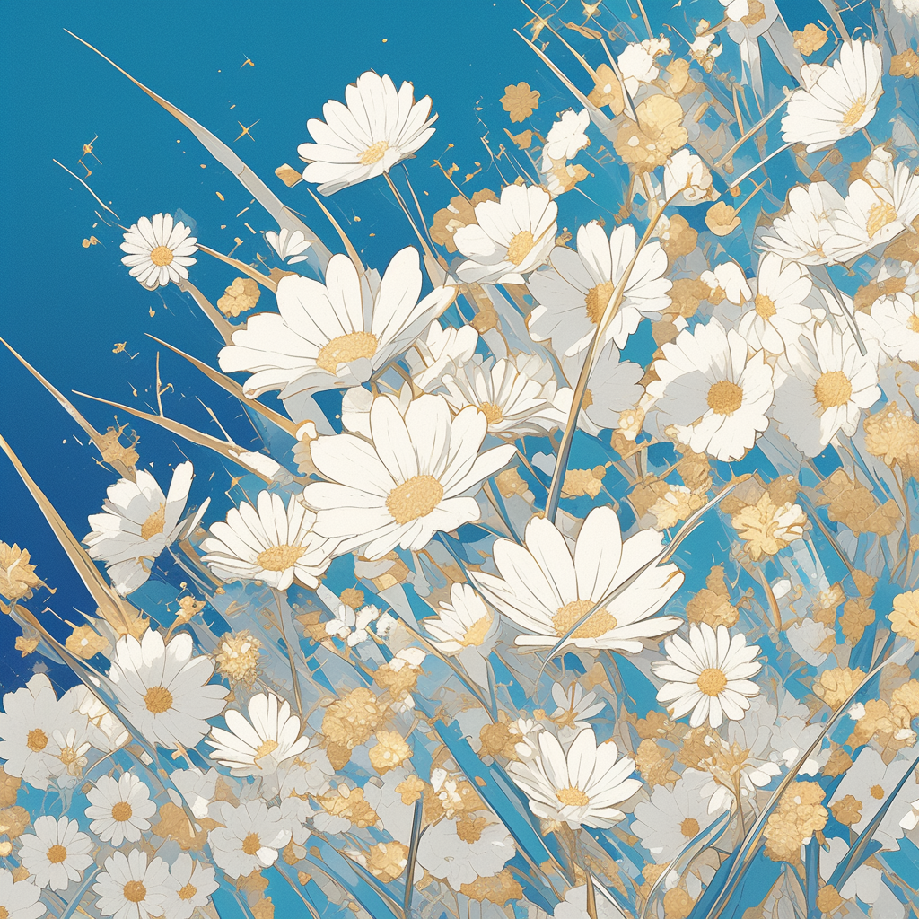 Daisies and Marigolds in the Field