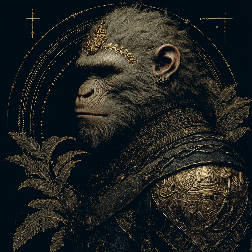 Dark Sun Wukong in a Rain-Soaked Forest