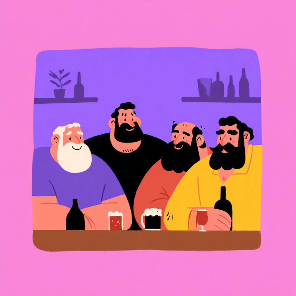 Burly Gentlemen at a Vintage Bar