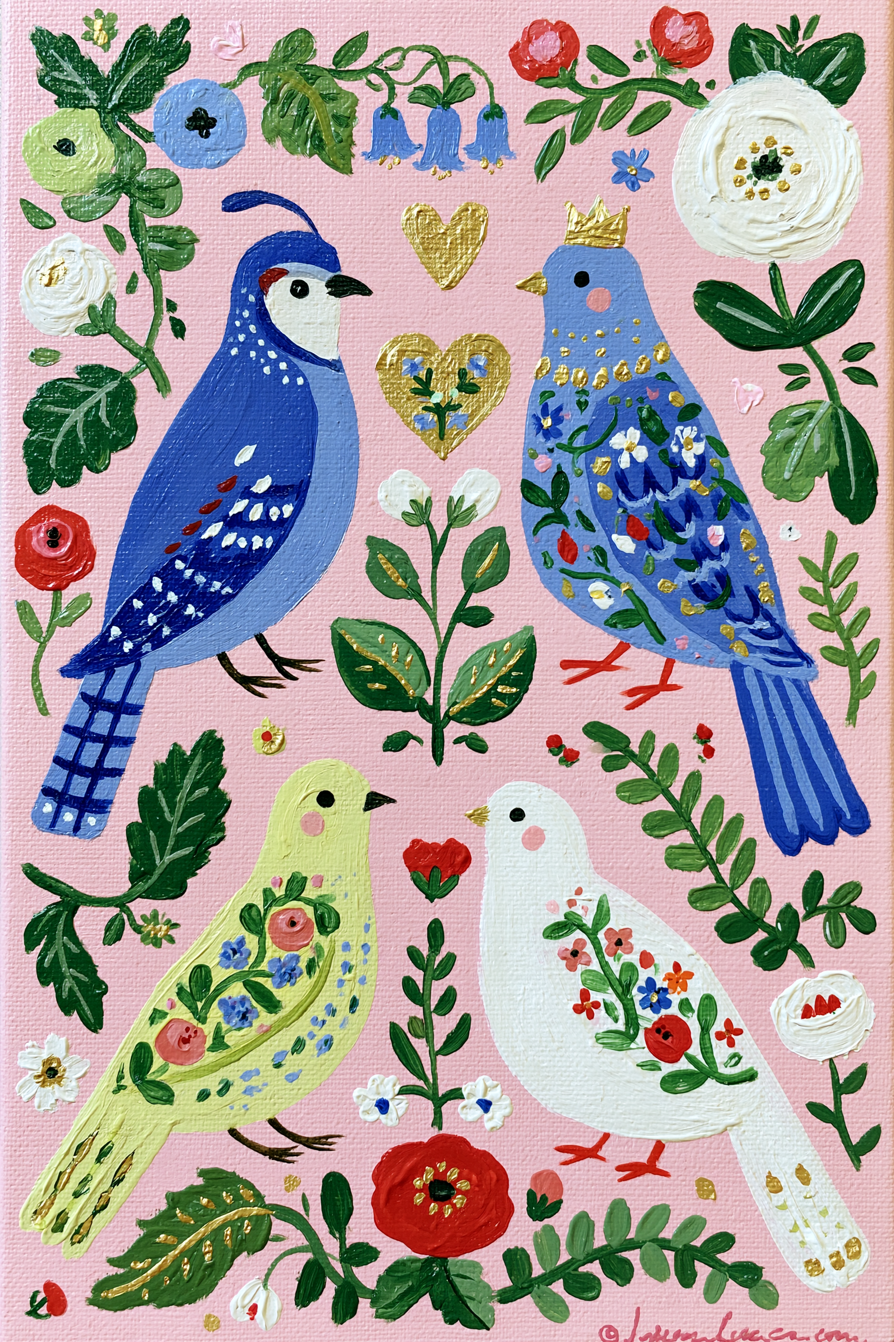 Scandinavian Folk Love Birds