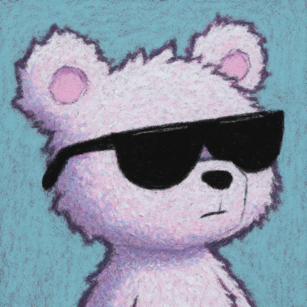Weißer Teddybär mit schwarzer Sonnenbrille