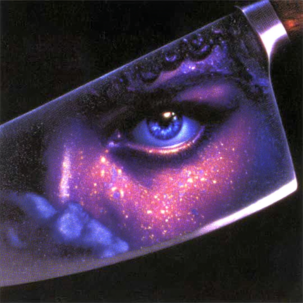Frightened Woman Reflected in a Knife