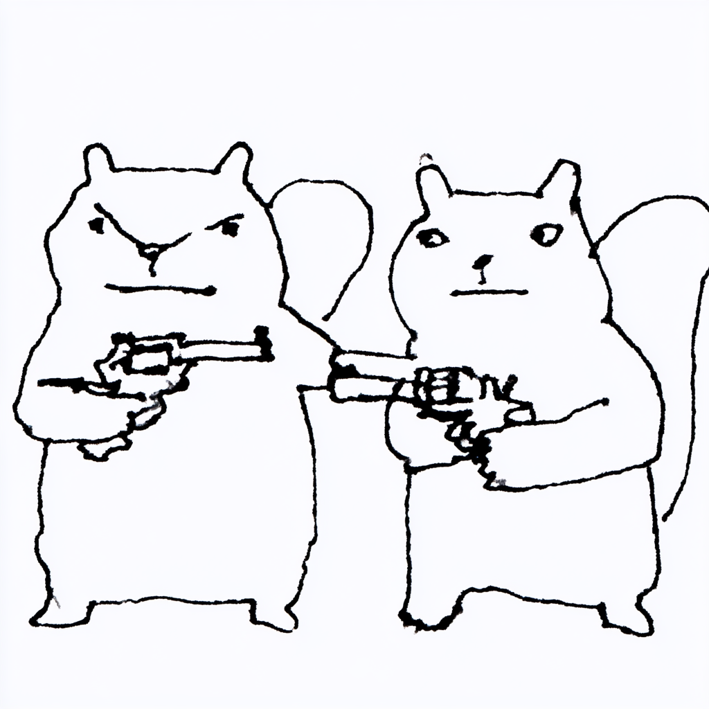 两只持枪松鼠