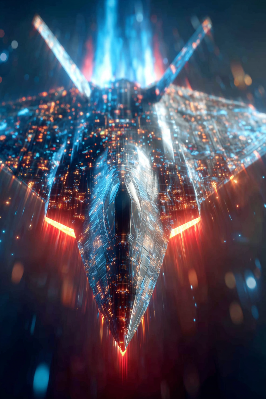 Rendering eines reflektierenden Tarnkappenflugzeugs