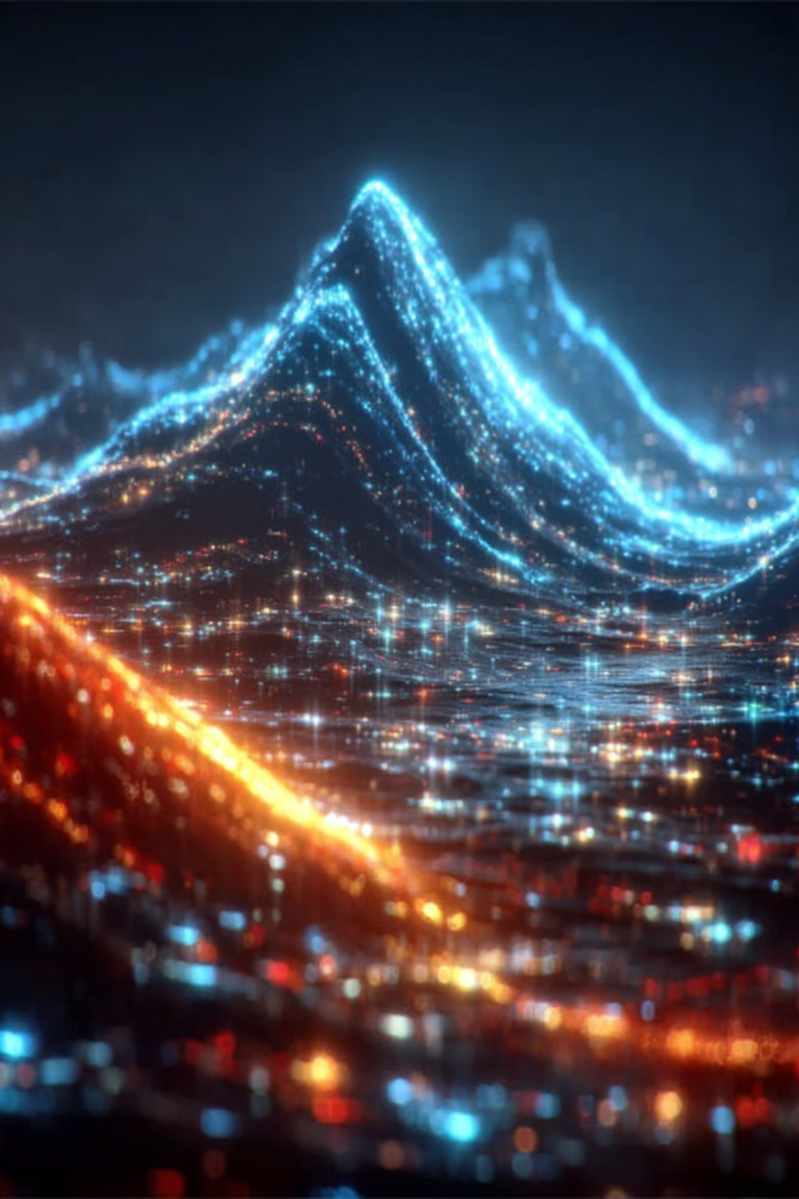 Océan de lumière de données en mouvement