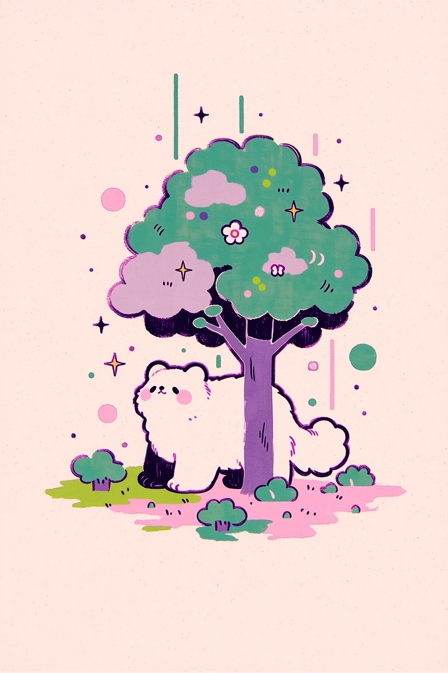 Roter Panda läuft im Aquarell über einen Baum