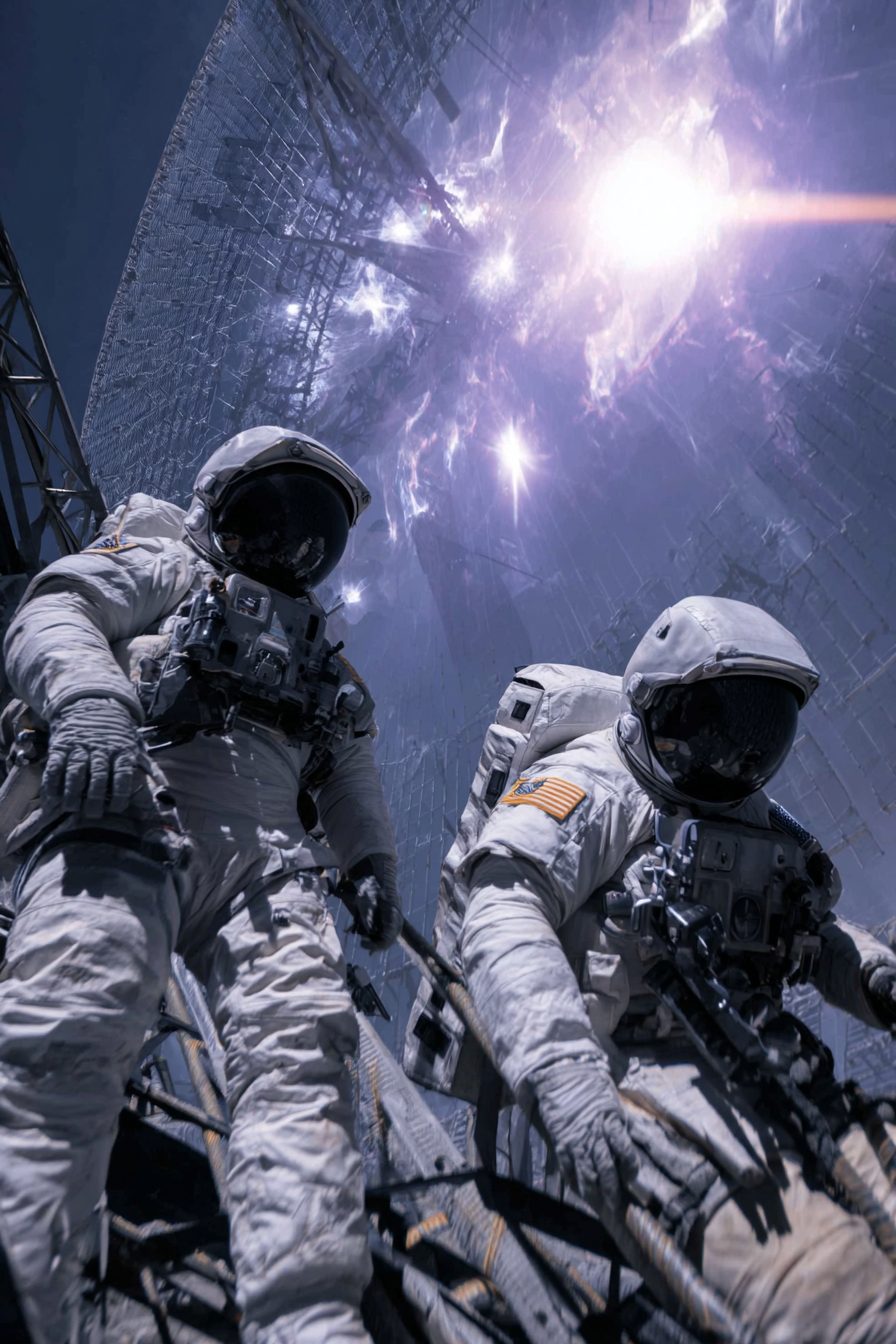 Astronauts Building a Dyson Sphere