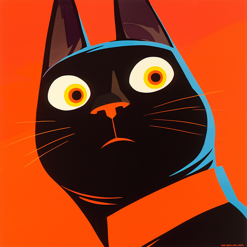 风格化黑猫绘画