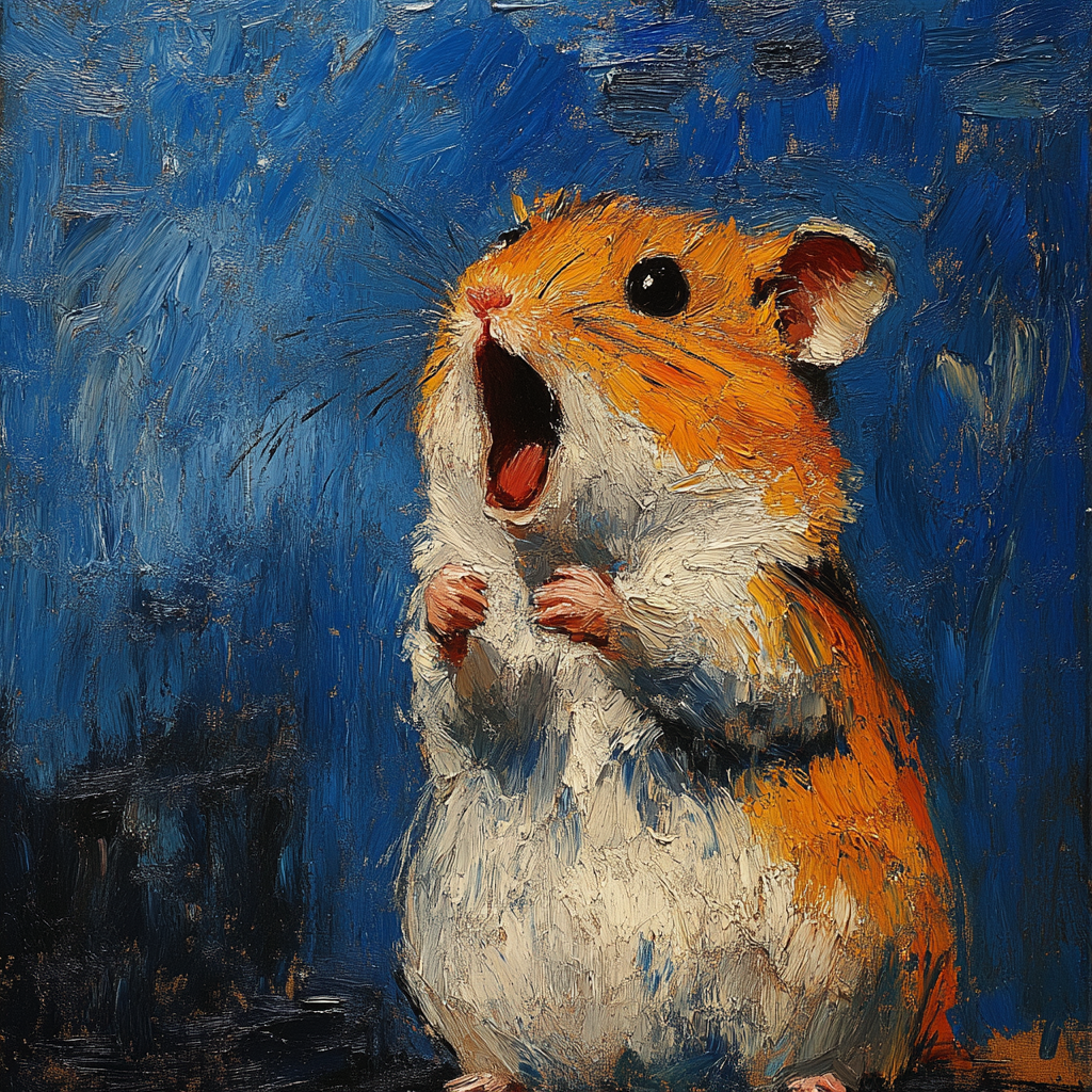 Hamster hurlant dans le style de Van Gogh