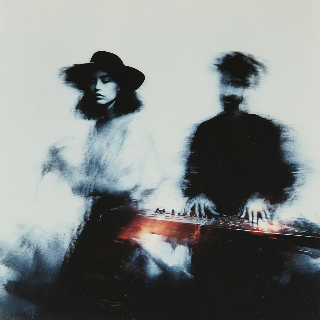 Singer and Synth Musician in a Smoky Lounge