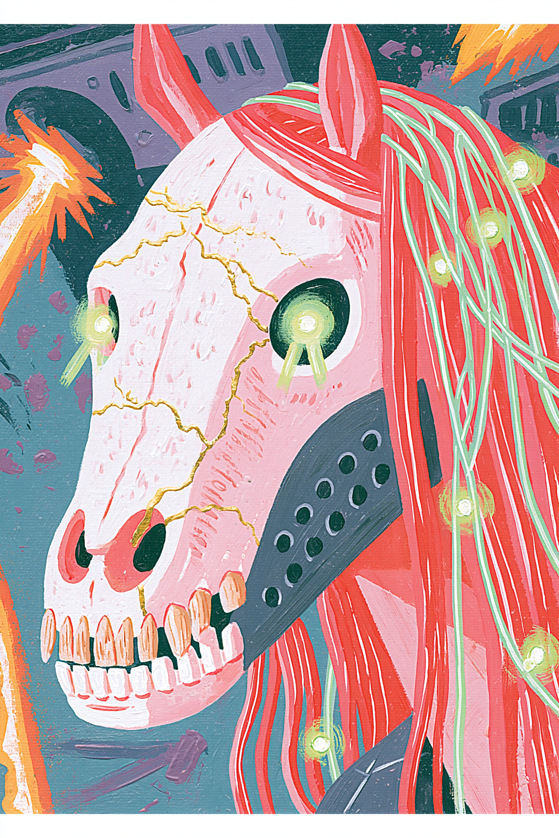 Kintsugi Equine Skull Portrait