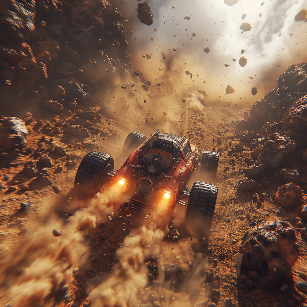 Mecha Car in a Desert Sandstorm