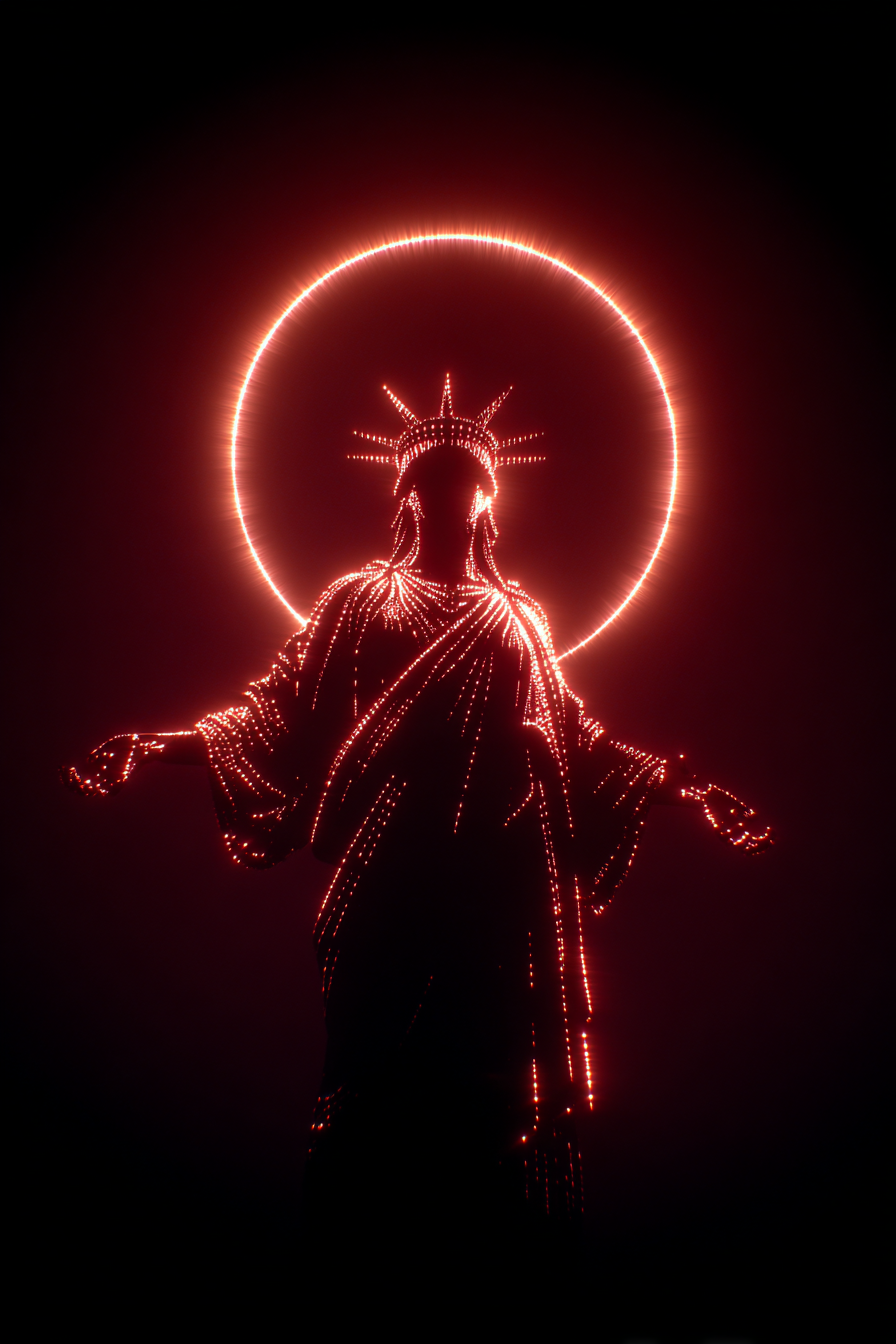 Shadowed God in Crimson Ruins