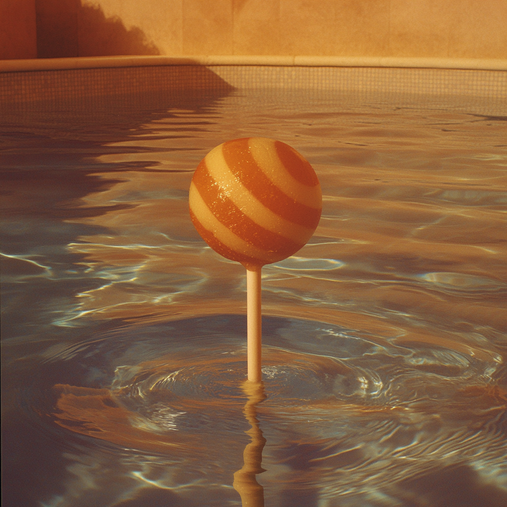 Piruleta colorida junto a la piscina