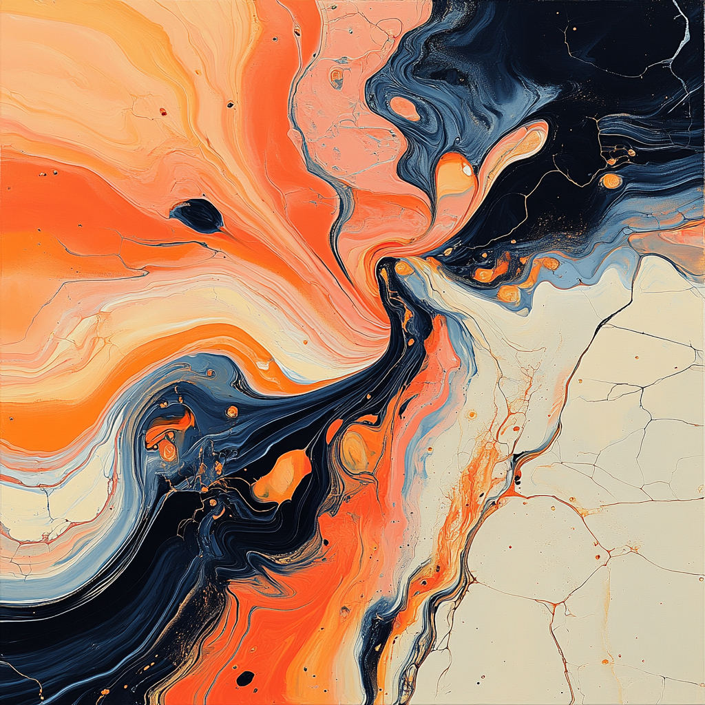 Pink, Gold, and Black Liquid Swirls