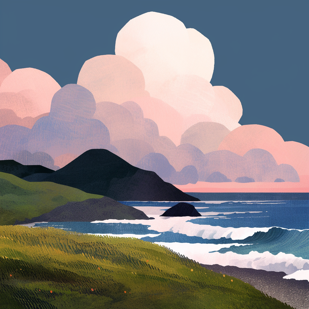 Dreamlike Epic Coast in Animation Style
