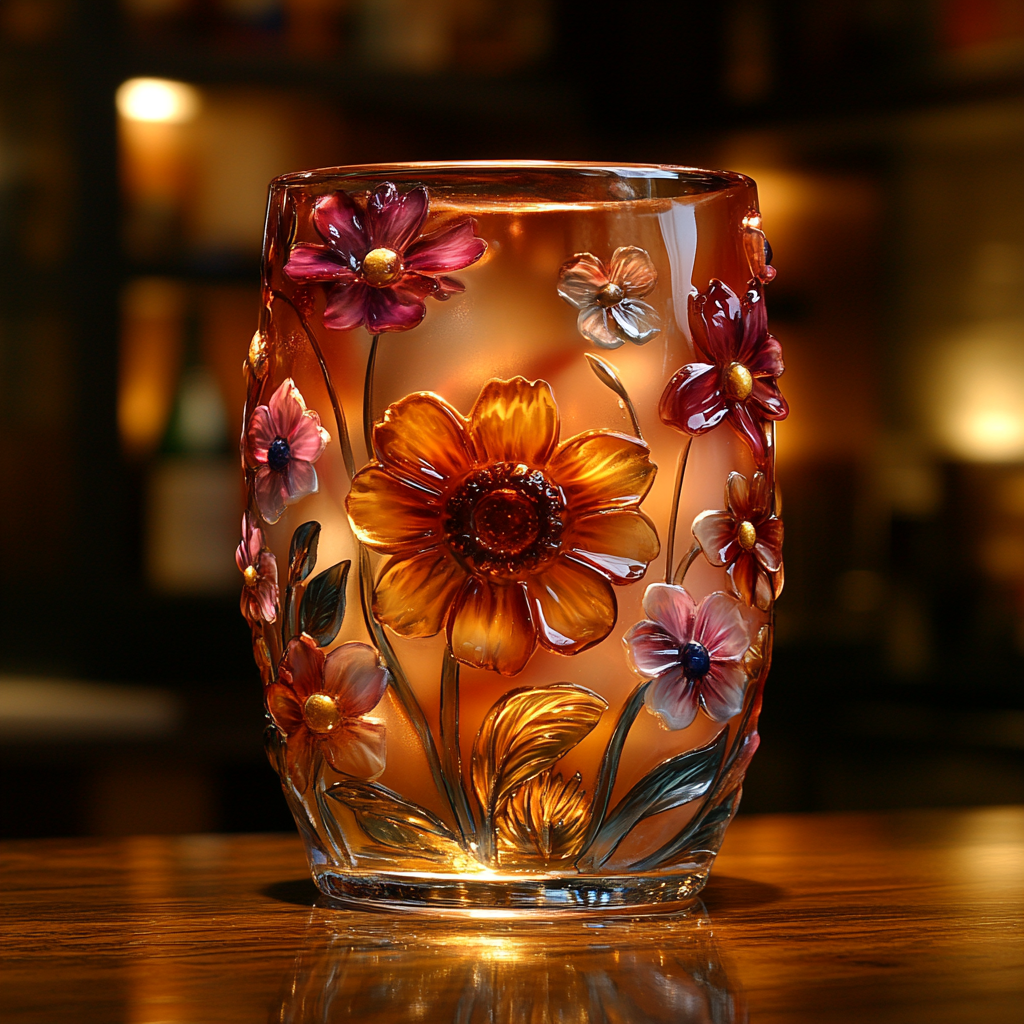 Sunflower Glass in a Swirling Post-Impressionist Style