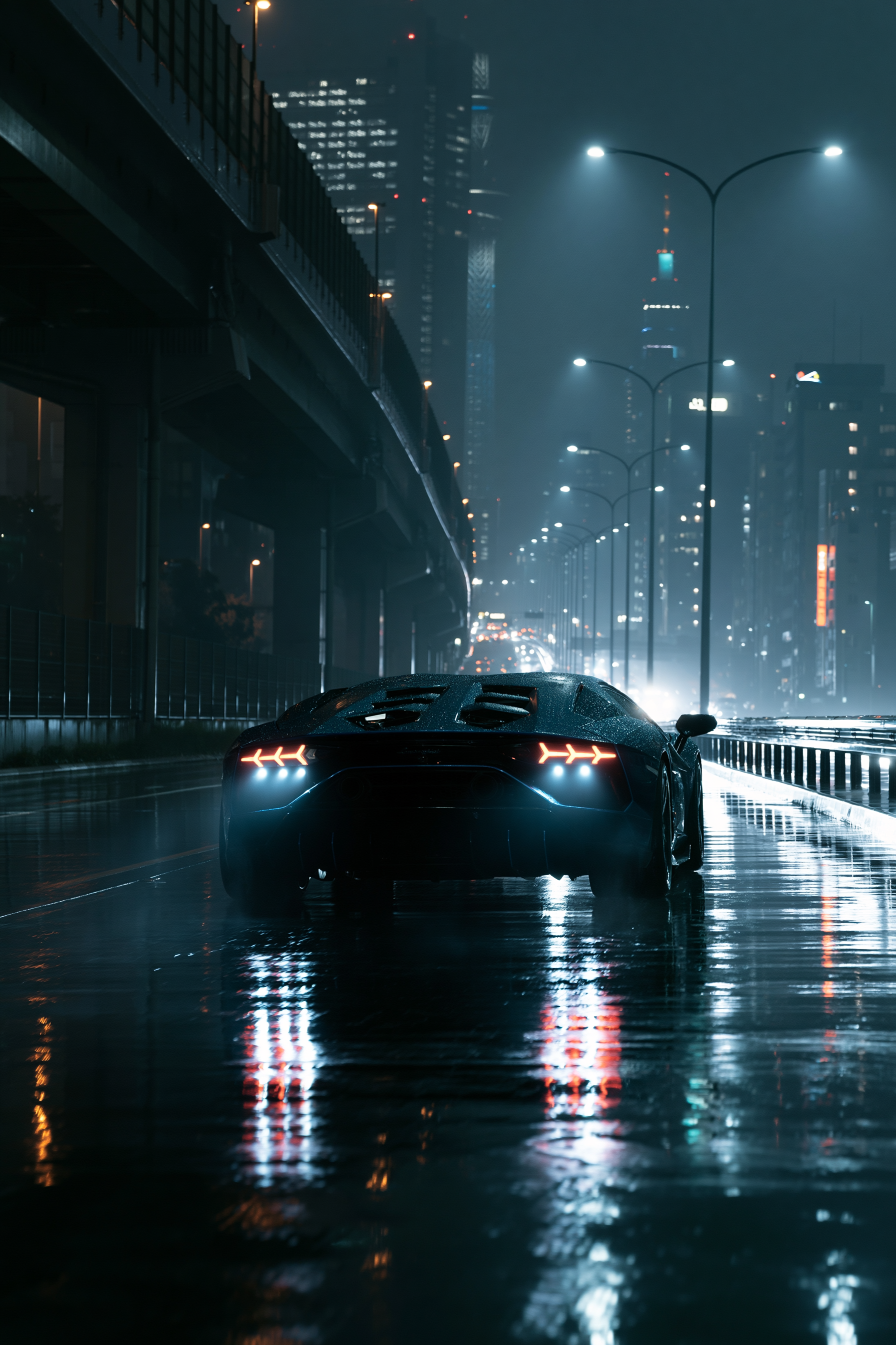 Tokyo Night Highway from a Car